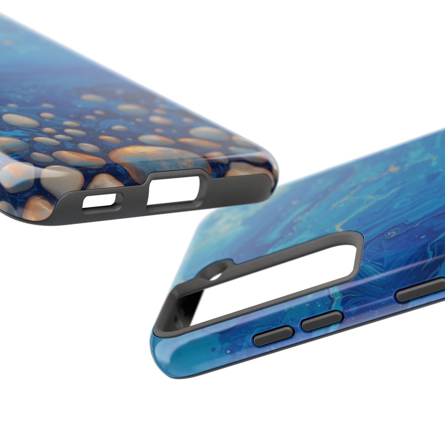 Blue Ocean Pebble Tough Phone Case — Protective Artistic Marble Design