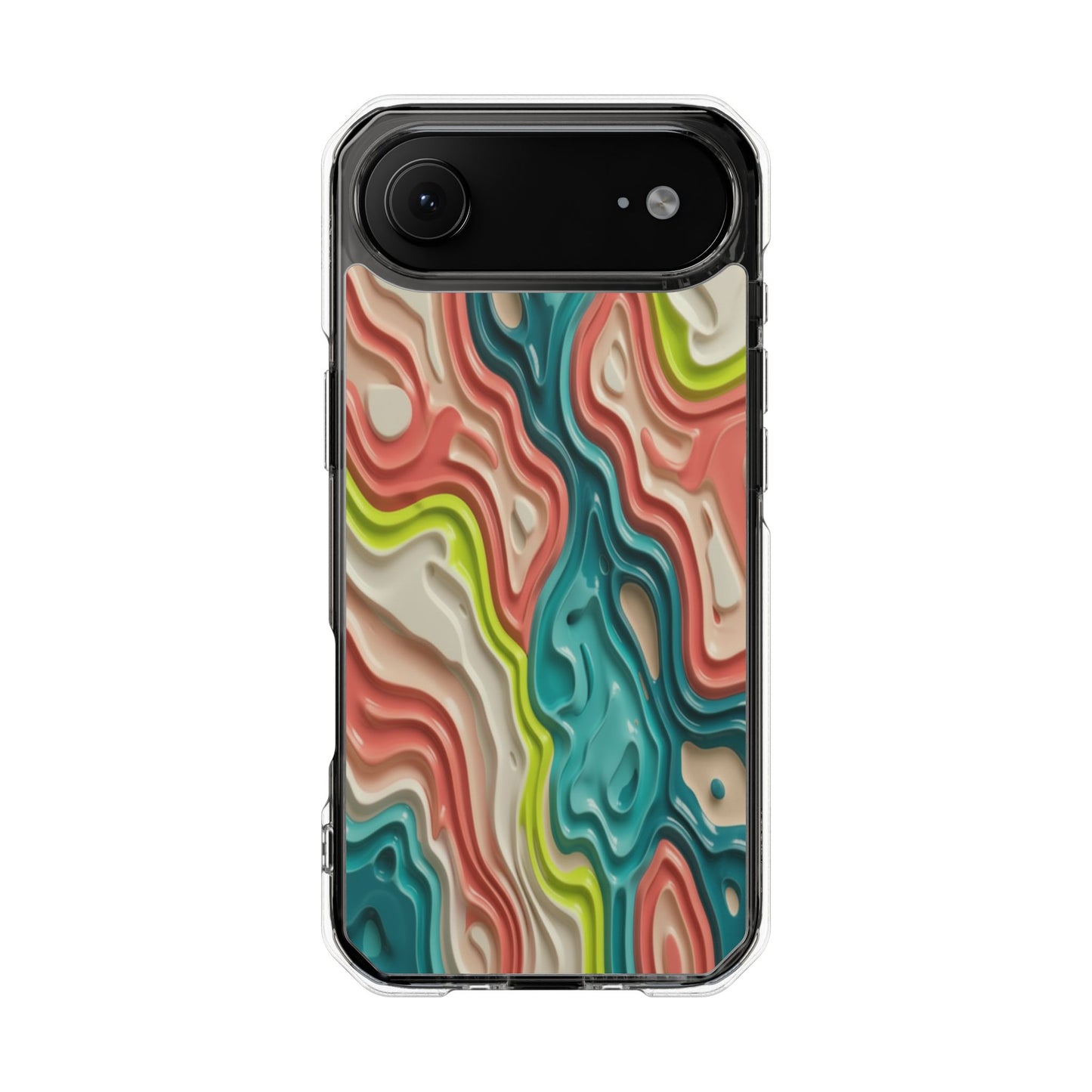 Clear Magnetic Phone Case — Colorful Abstract Layered Swirl Design