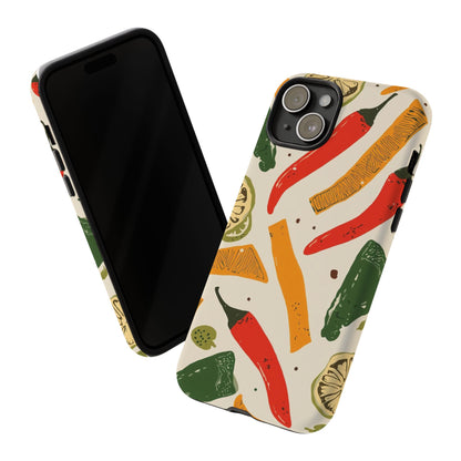 Spicy Peppers Phone Case – Colorful Chili, Lime & Citrus Pattern