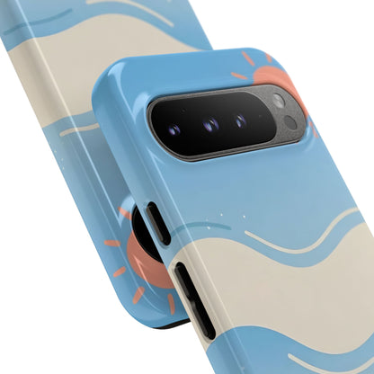 Beach Waves Tough Phone Case — Summer Sun & Seashell Protective Cover