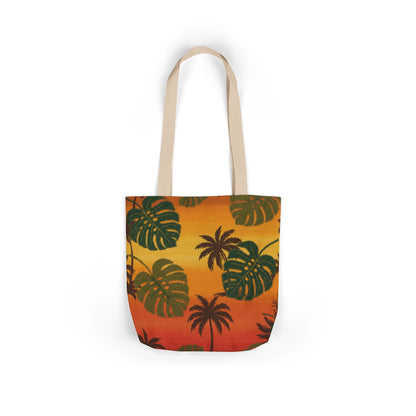 Tropical Palm Leaf Canvas Tote — Sunset Beach Market Bag
