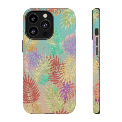 Tropical Palm Leaf Tough Phone Case – Colorful Pastel Botanical Protection