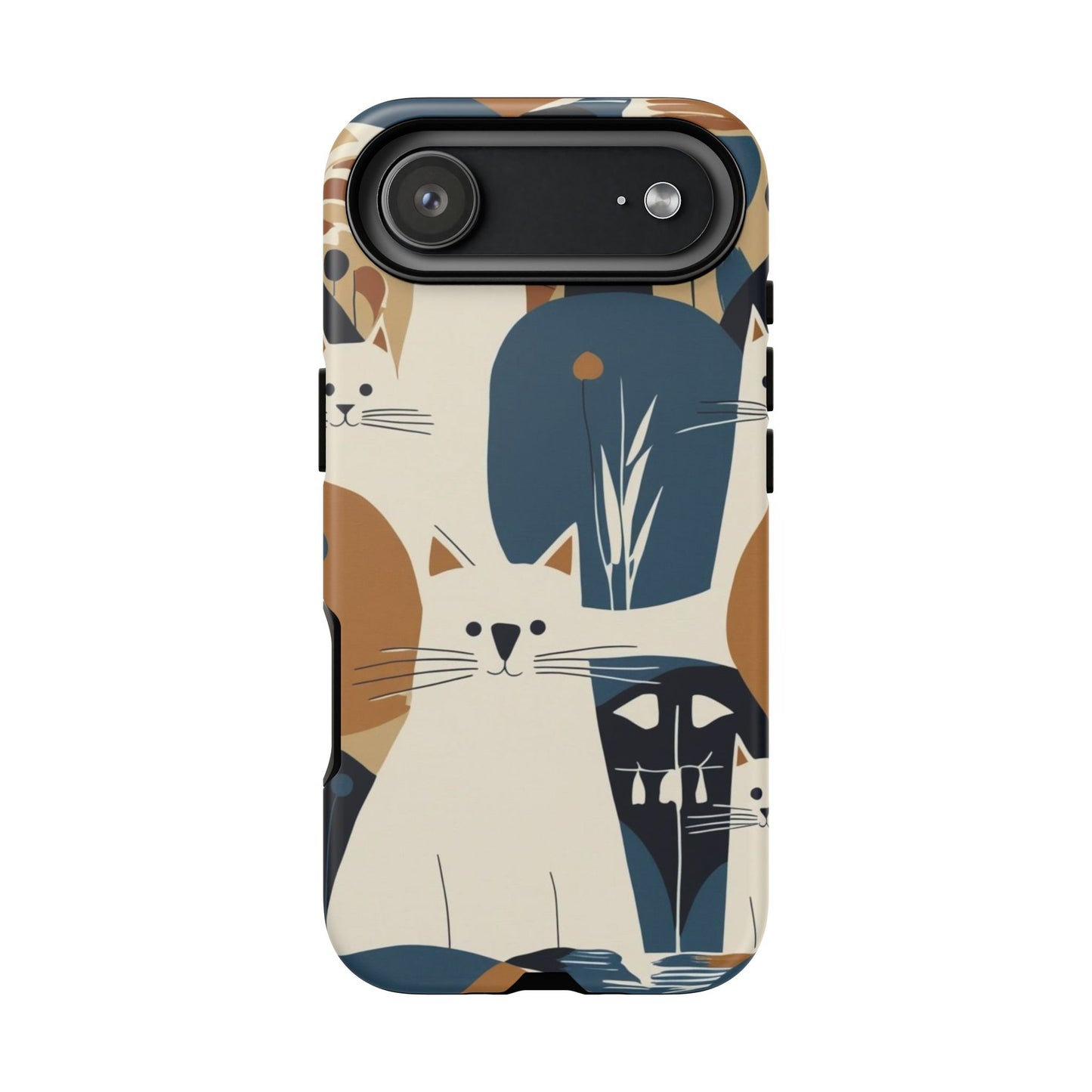 Cat Pattern Phone Case – Retro Abstract Cats Protective iPhone Cover