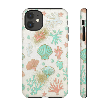 Seashell Coral Phone Case — Pastel Beach Shells Protective Tough Case
