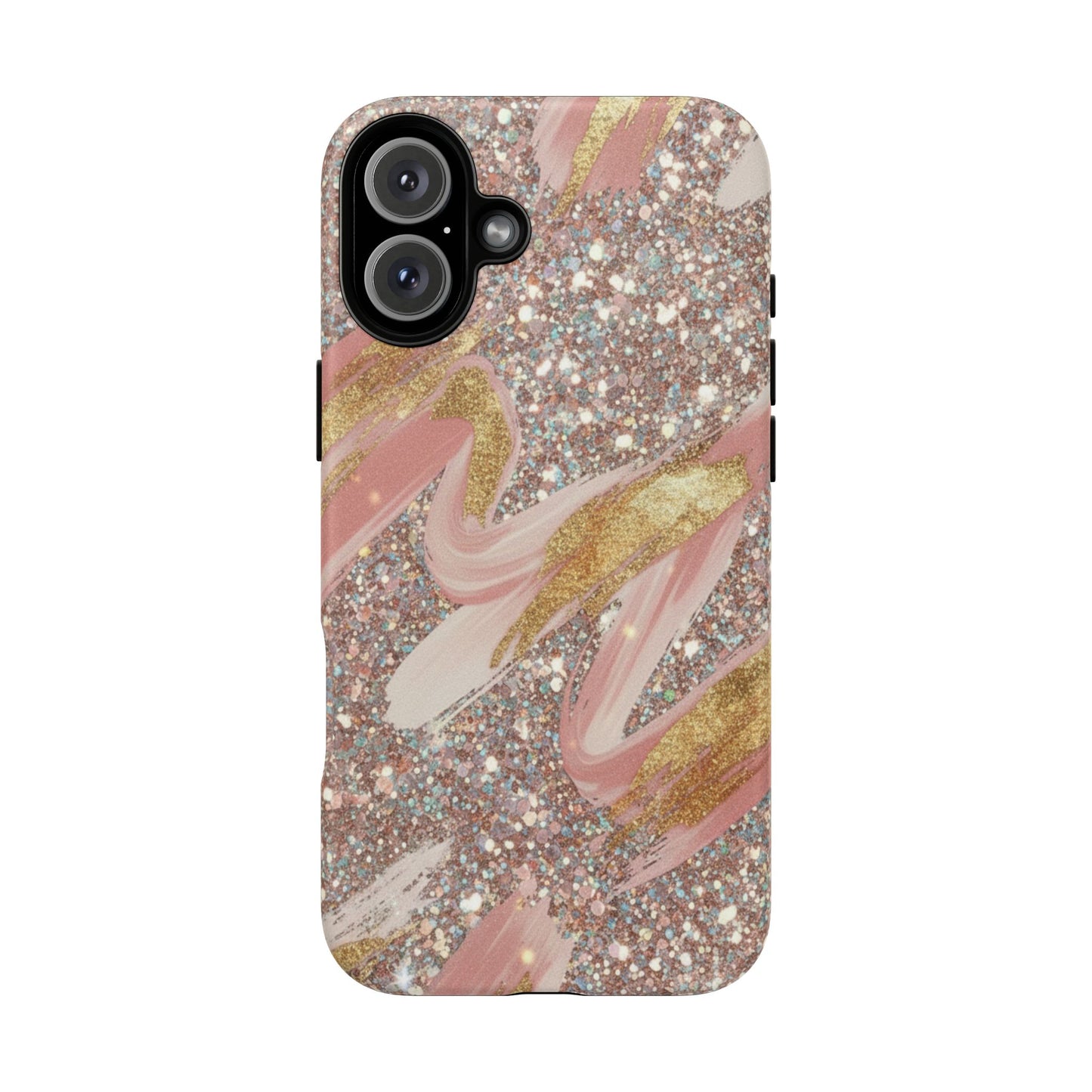 Glitter Blush Marble Phone Case — Pink Gold Swirl Tough Case