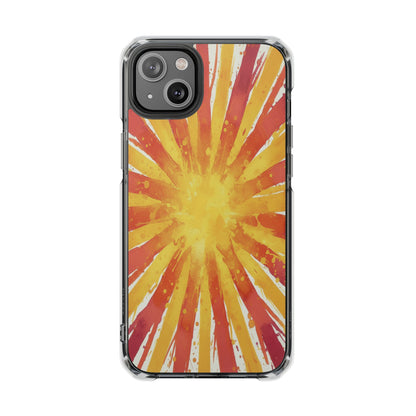 Clear Magnetic Phone Case — Retro Sunburst Design
