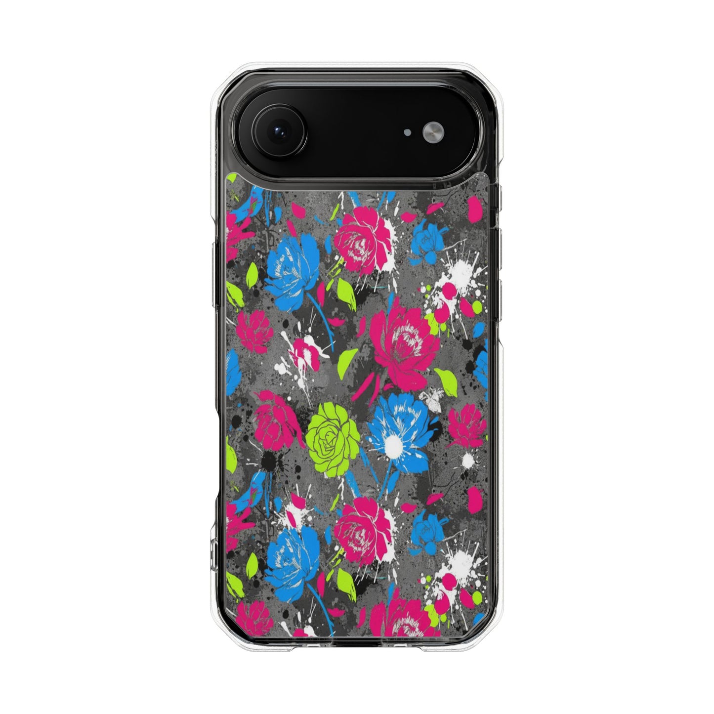 Copy of Clear Magnetic Phone Case — Bright Tropical Floral Impact Protection
