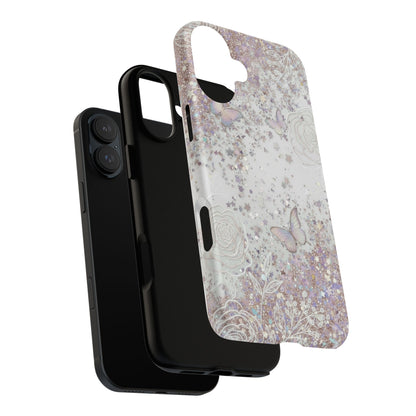 Butterfly Glitter Tough Phone Case — Floral Sparkle Protective Case