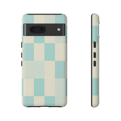 Pastel Checkerboard Tough Case – Mint & Cream Protective Phone Cover