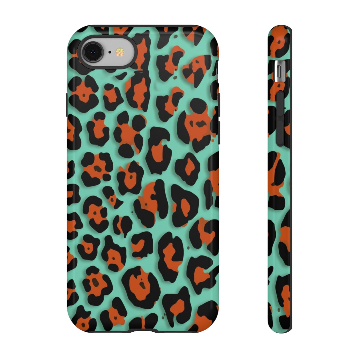 Teal & Rust Leopard Phone Case — Tough Protective Animal Print