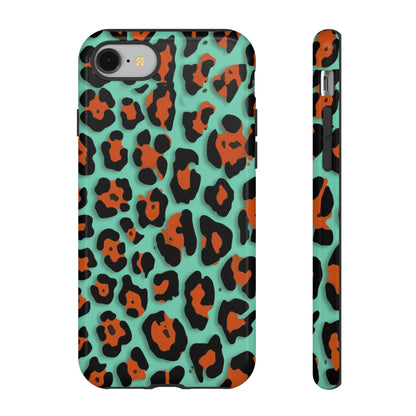 Teal & Rust Leopard Phone Case — Tough Protective Animal Print