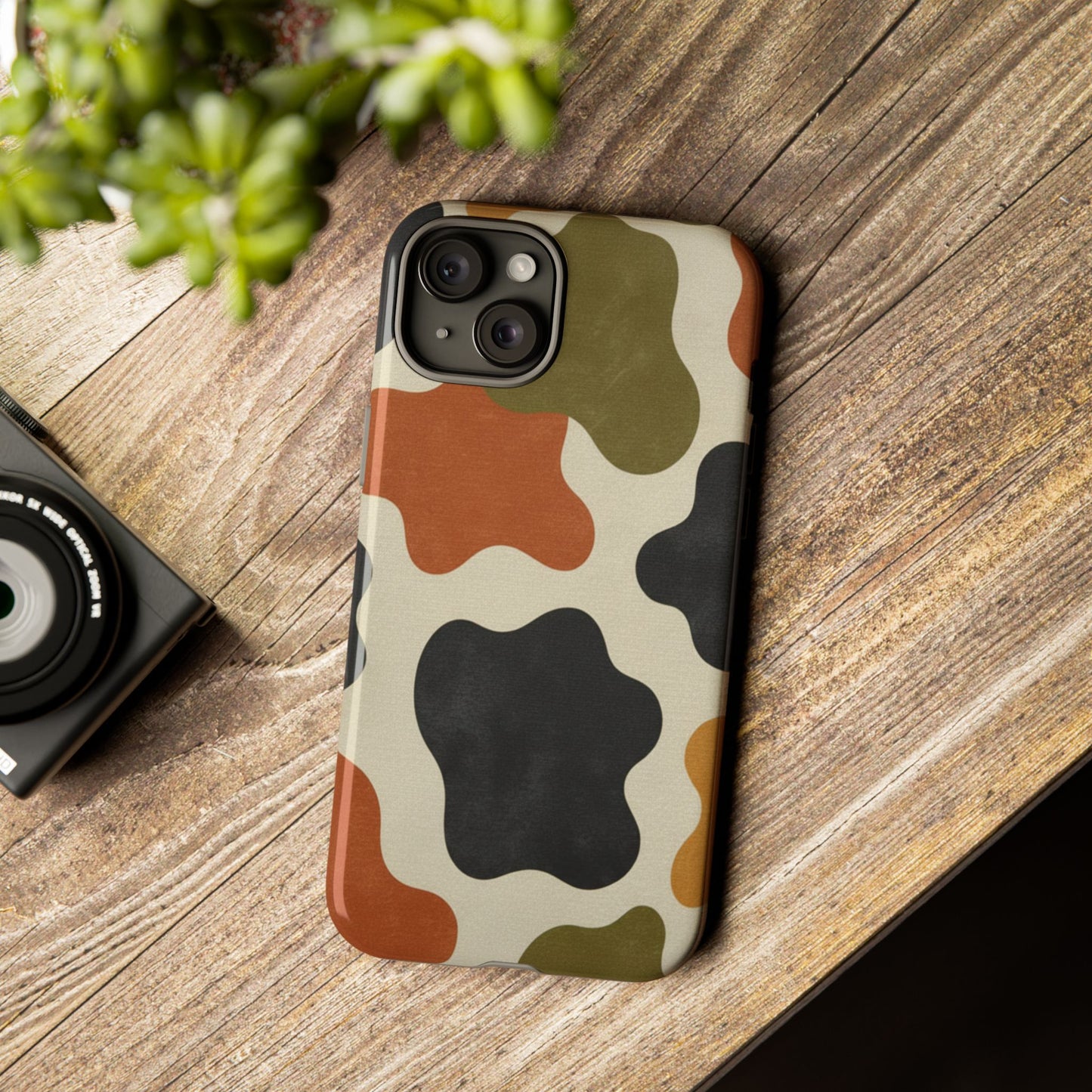 Retro Abstract Camouflage Phone Case — Earth Tone Tough Case