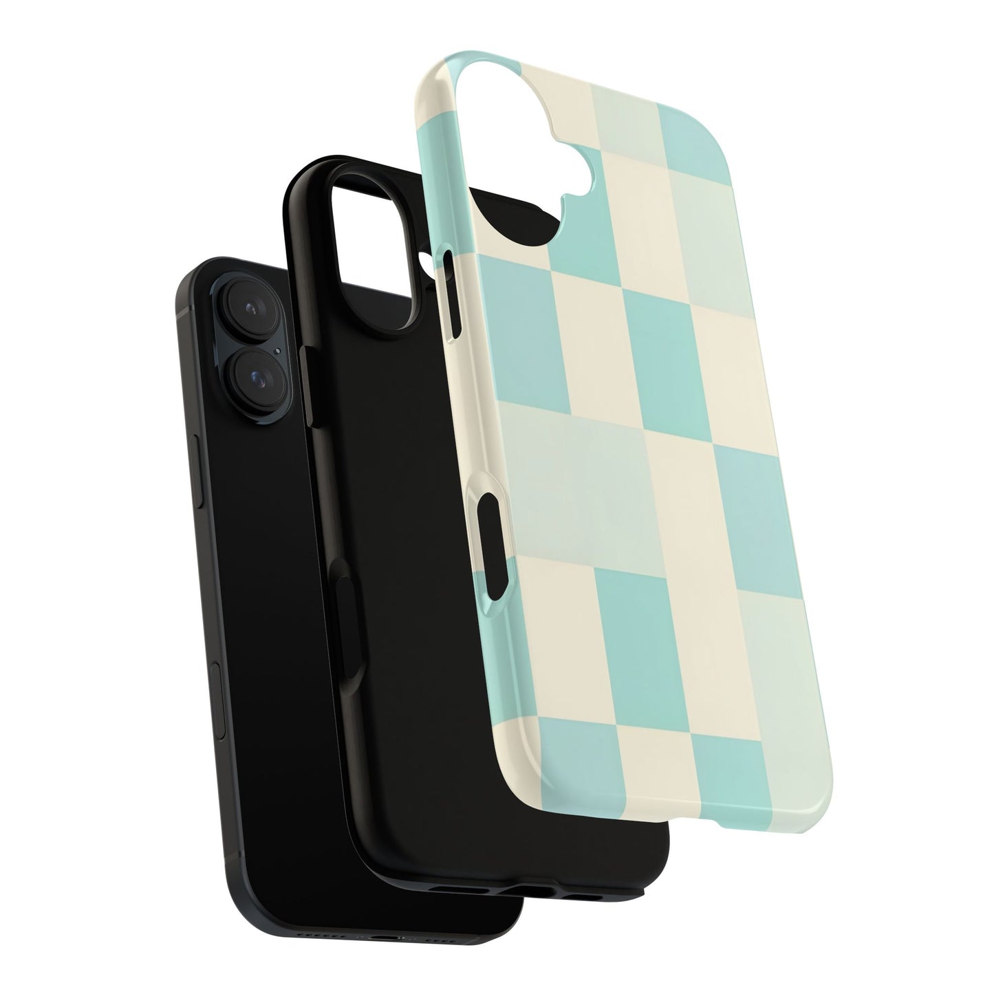 Pastel Checkerboard Tough Case – Mint & Cream Protective Phone Cover