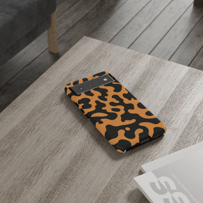 Leopard Print Phone Case — Orange & Black Tough Pattern Protective Cover