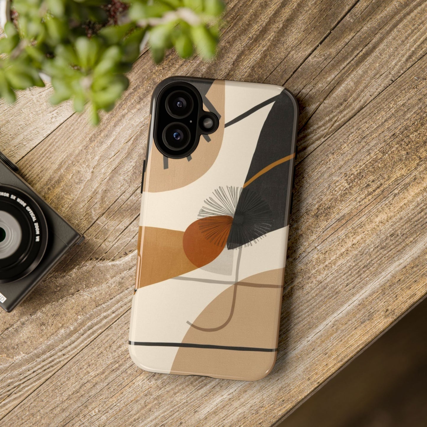 Abstract Earth Tone Phone Case — Mid-Century Minimalist Tough Case