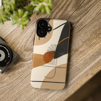 Abstract Earth Tone Phone Case — Mid-Century Minimalist Tough Case