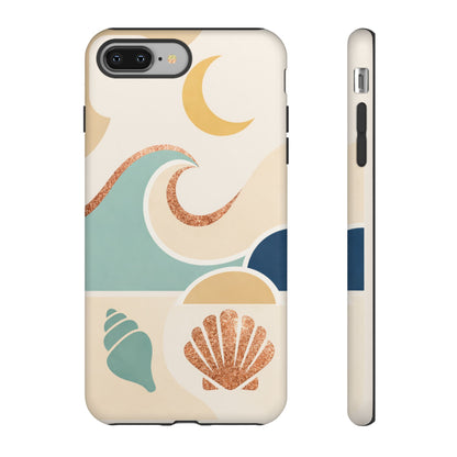 Sea Breeze Tough Phone Case — Retro Waves & Shells Design