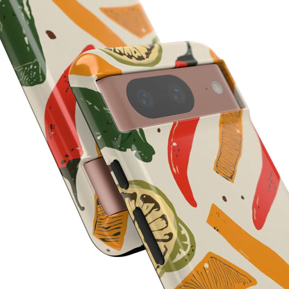 Spicy Peppers Phone Case – Colorful Chili, Lime & Citrus Pattern