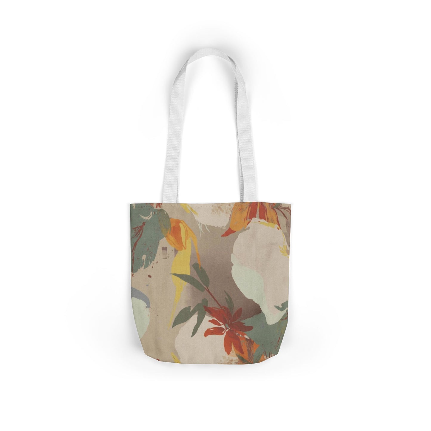 Floral Abstract Canvas Tote — Earth Tones Everyday Bag