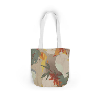 Floral Abstract Canvas Tote — Earth Tones Everyday Bag