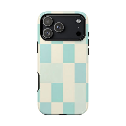 Pastel Checkerboard Tough Case – Mint & Cream Protective Phone Cover