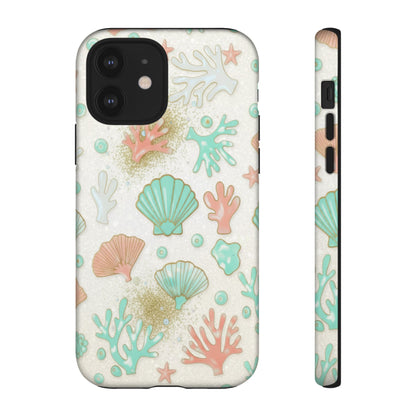 Seashell Coral Phone Case — Pastel Beach Shells Protective Tough Case