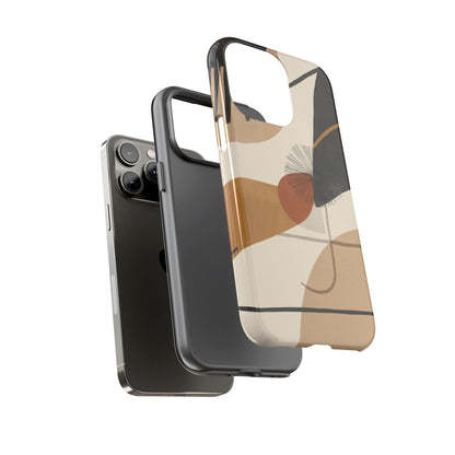 Abstract Earth Tone Phone Case — Mid-Century Minimalist Tough Case