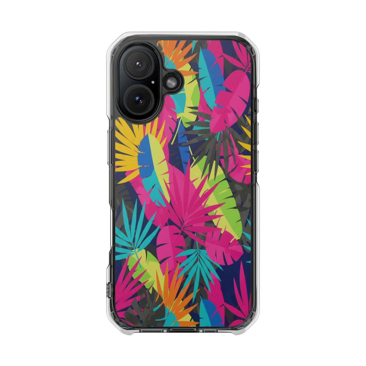 Tropical Neon Leaves Phone Case — Clear Magnetic Impact Case