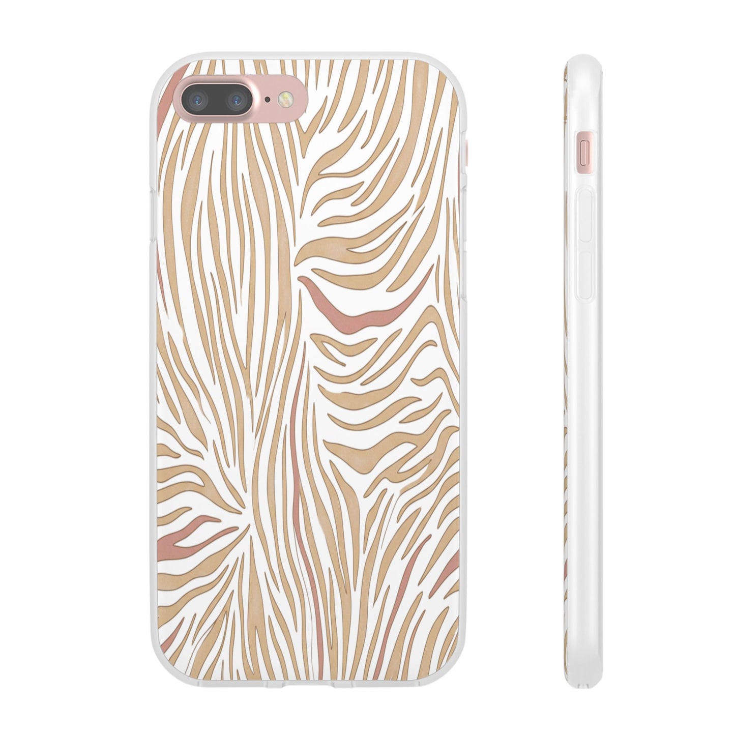 Neutral Zebra Print Flexi Case — Beige & Rose Gold Animal Pattern Phone Cover