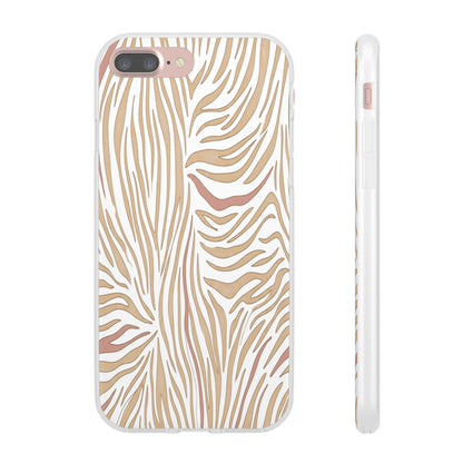 Neutral Zebra Print Flexi Case — Beige & Rose Gold Animal Pattern Phone Cover