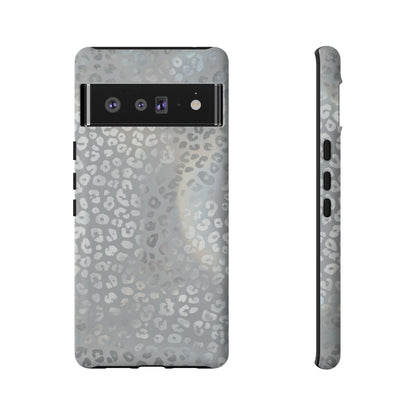 Grey Leopard Print Tough Phone Case — Durable Protective iPhone Cover