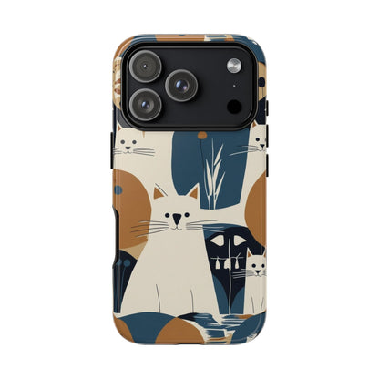 Cat Pattern Phone Case – Retro Abstract Cats Protective iPhone Cover