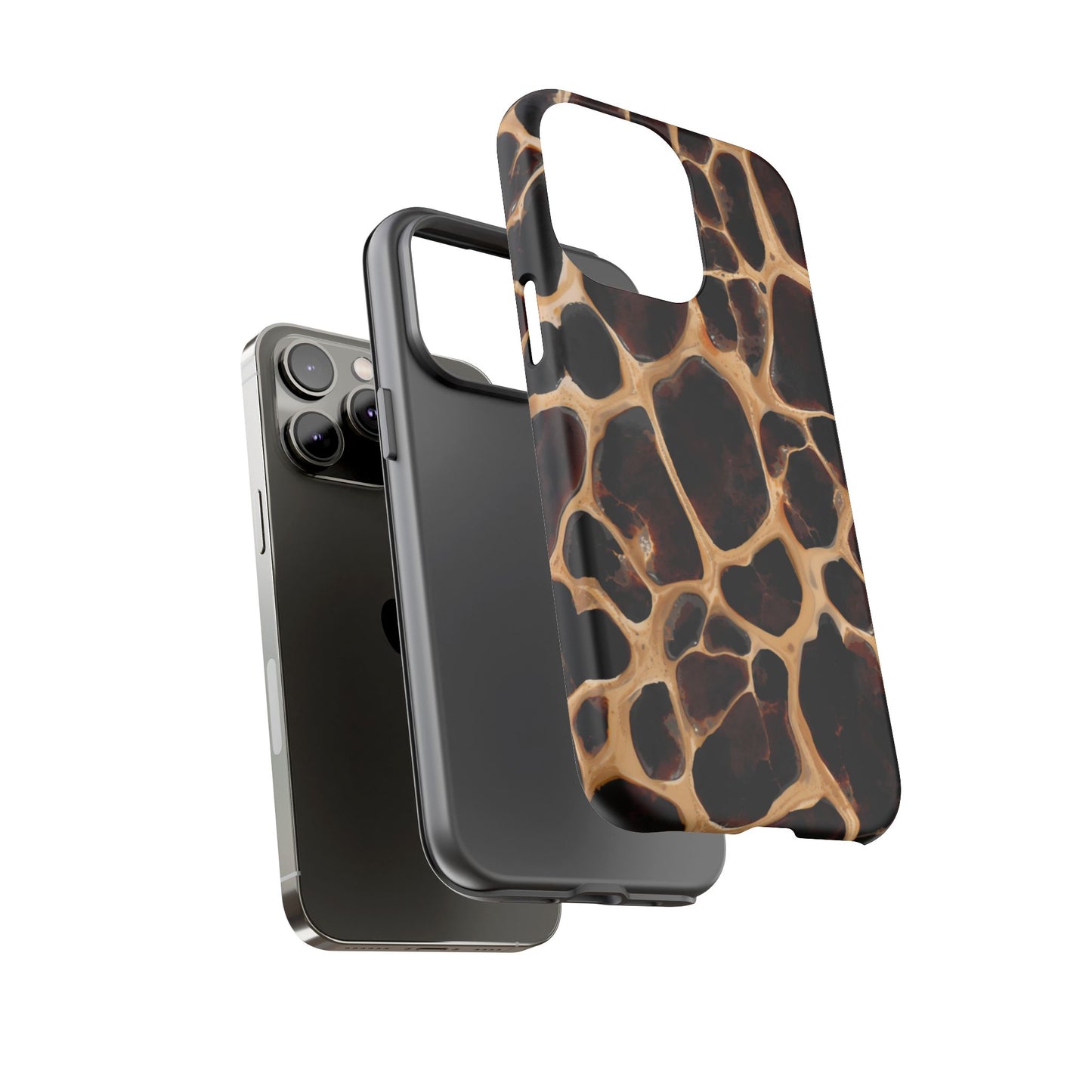 Phone Case — Brown Leather Dot Texture Rugged Protective Cover