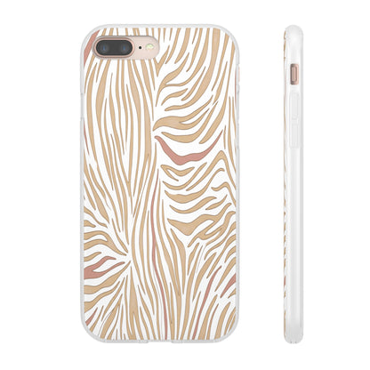 Neutral Zebra Print Flexi Case — Beige & Rose Gold Animal Pattern Phone Cover