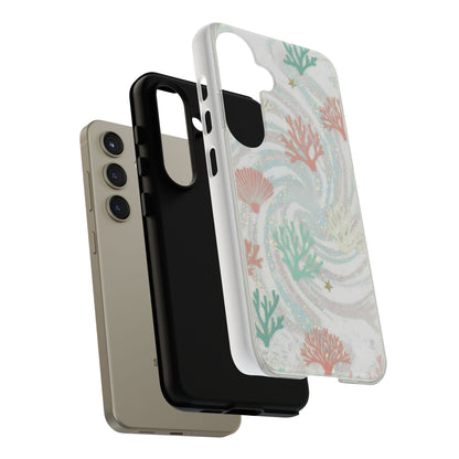 Seafoam Coral Tough Phone Case - Pastel Ocean Wave Design