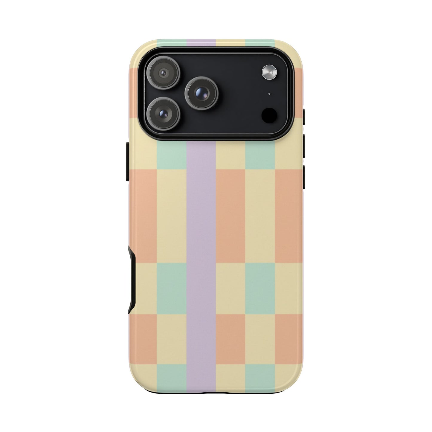 Pastel Checkered Phone Case — Retro Stripe Tough Case