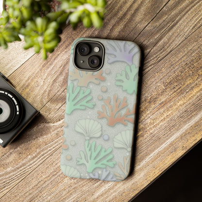 Pastel Coral Reef Tough Phone Case – Sea Shell & Coral Pattern Durable Protector