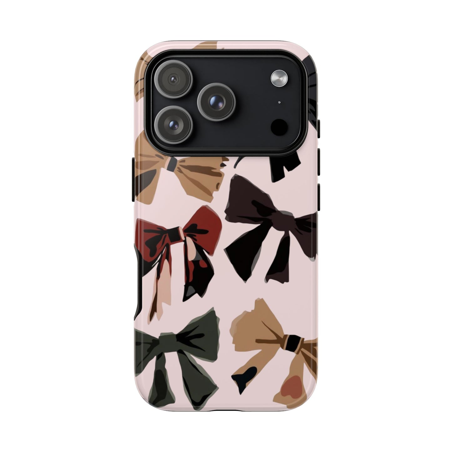 Bow Pattern Phone Case - Pink, Brown & Black Bows Protective Cover