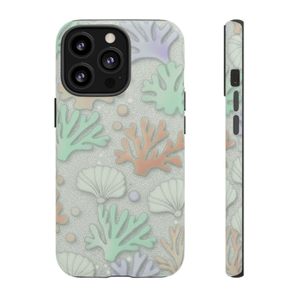 Pastel Coral Reef Tough Phone Case – Sea Shell & Coral Pattern Durable Protector