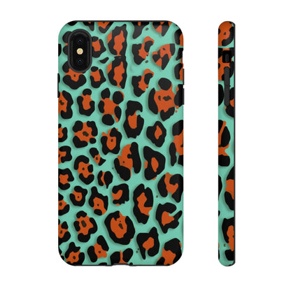 Teal & Rust Leopard Phone Case — Tough Protective Animal Print