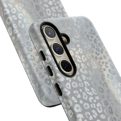 Grey Leopard Print Tough Phone Case — Durable Protective iPhone Cover