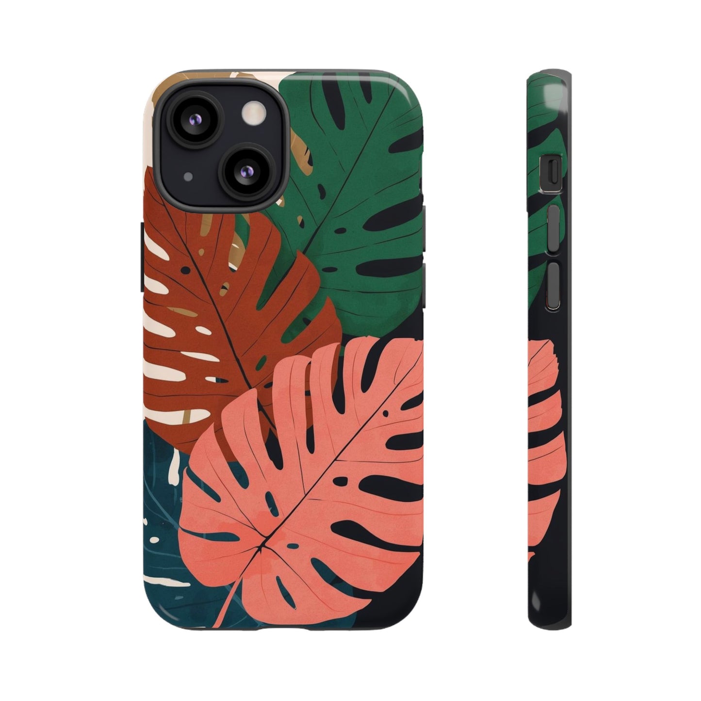 Tropical Monstera Phone Case — Colorful Leaf Protective Tough Case