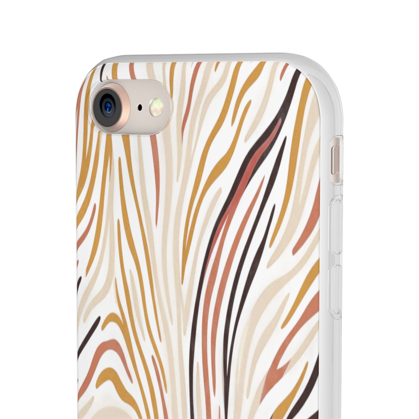 Marbled Neutral Stripe Phone Case — Abstract Beige & Terracotta Flexi Case