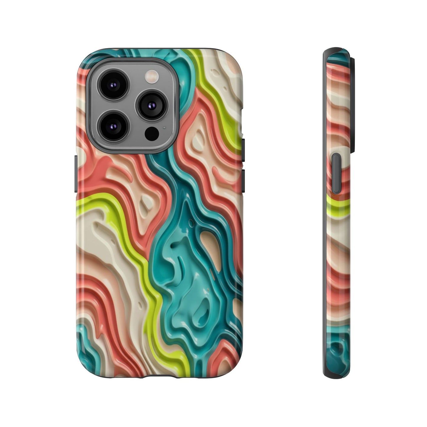 Abstract Contour Phone Case — Colorful Topographic Pattern Tough Case