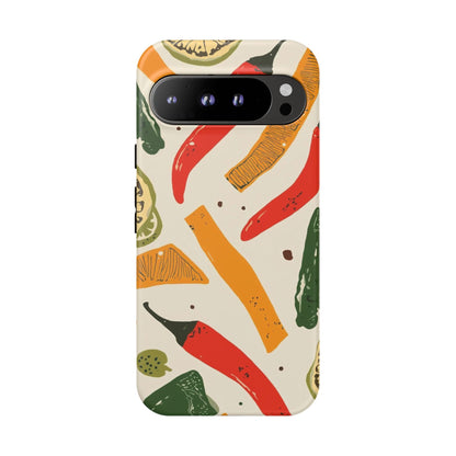Spicy Peppers Phone Case – Colorful Chili, Lime & Citrus Pattern