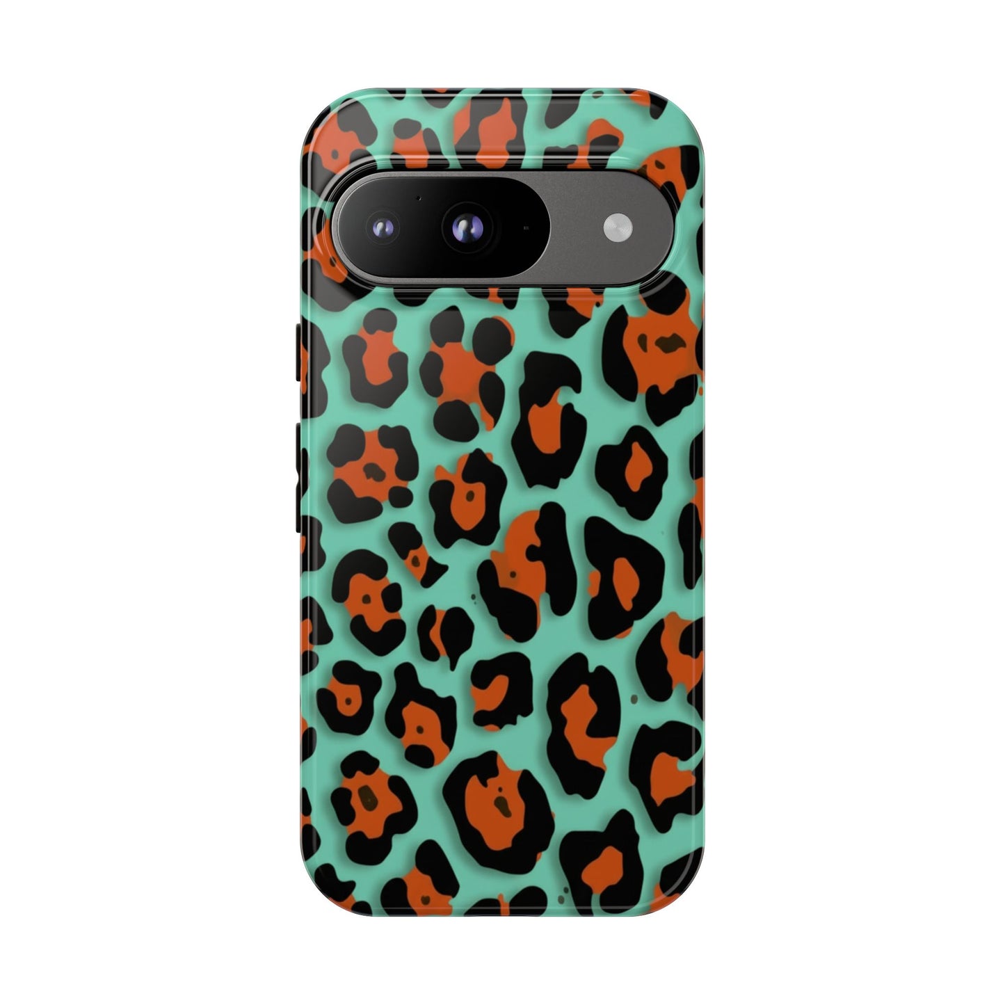 Teal & Rust Leopard Phone Case — Tough Protective Animal Print