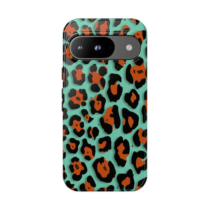 Teal & Rust Leopard Phone Case — Tough Protective Animal Print