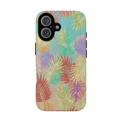 Tropical Palm Leaf Tough Phone Case – Colorful Pastel Botanical Protection
