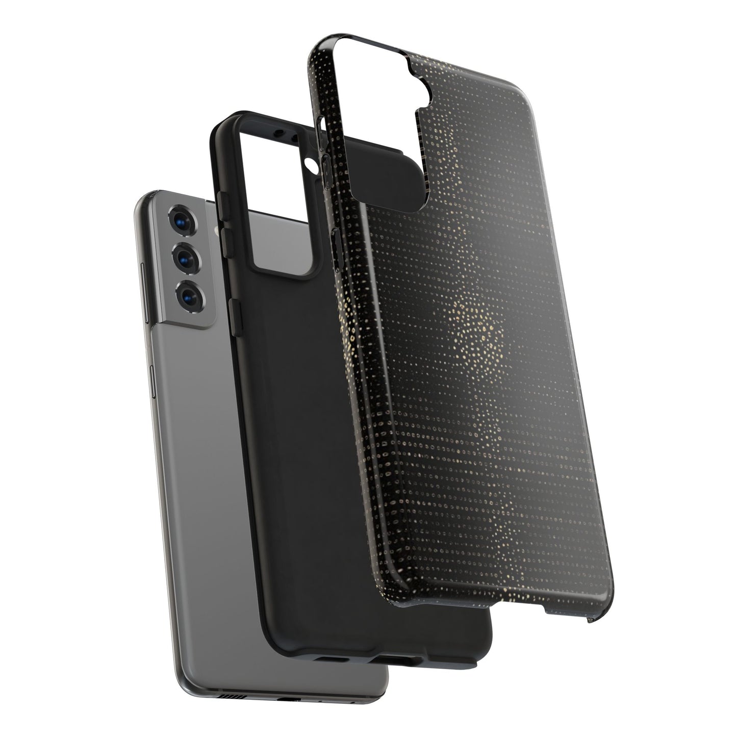 Tough Phone Case — Black Textured Metallic Dot Shield