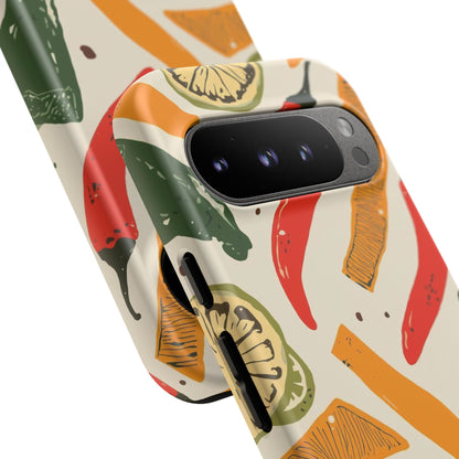 Spicy Peppers Phone Case – Colorful Chili, Lime & Citrus Pattern